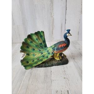 Peacock bird ceramic AS IS‎ zoo rainbow home decor figure
